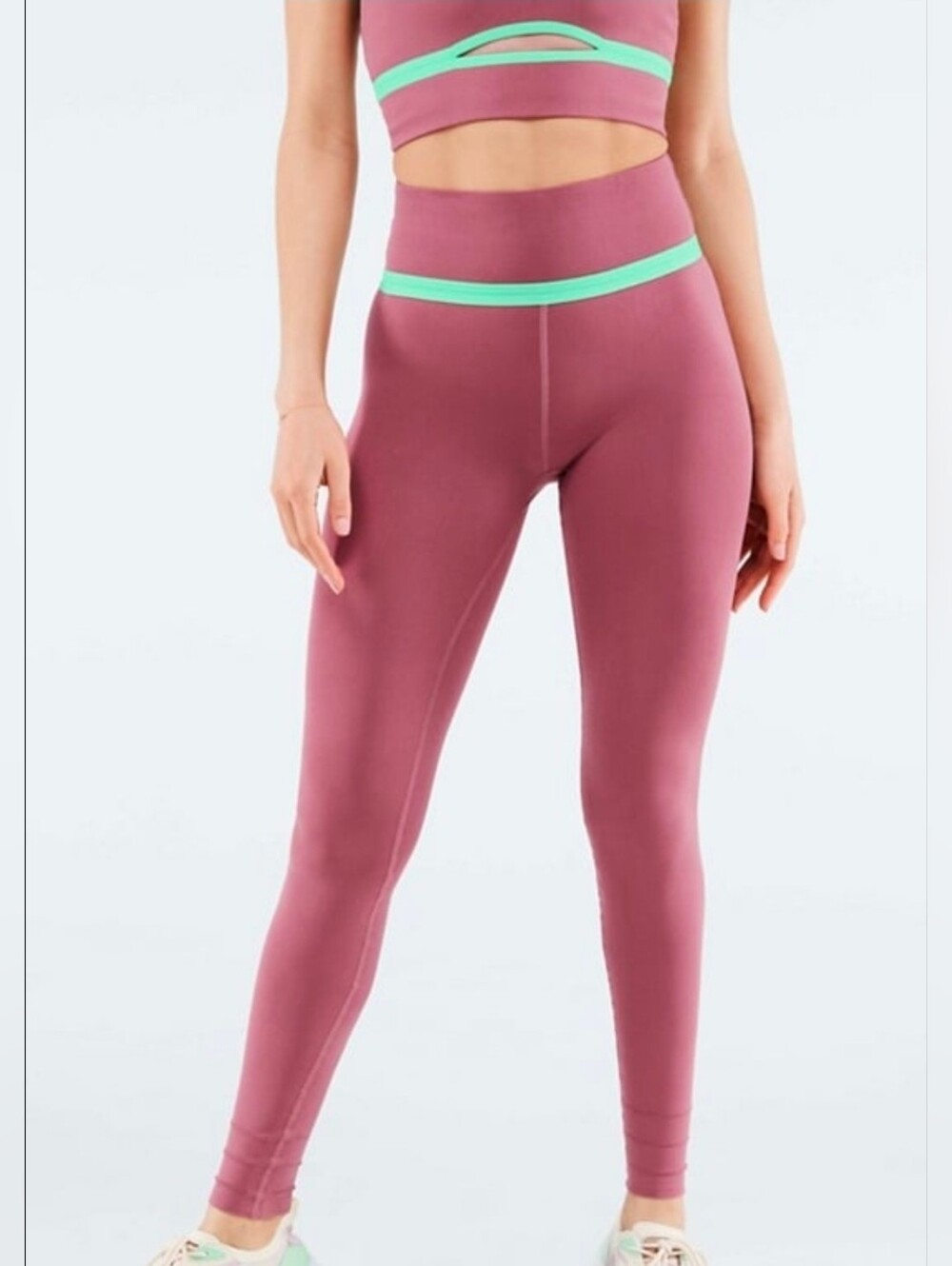 Fabletics SculptKnit high-waisted leggings in a rose clay Womens XS Athletic New